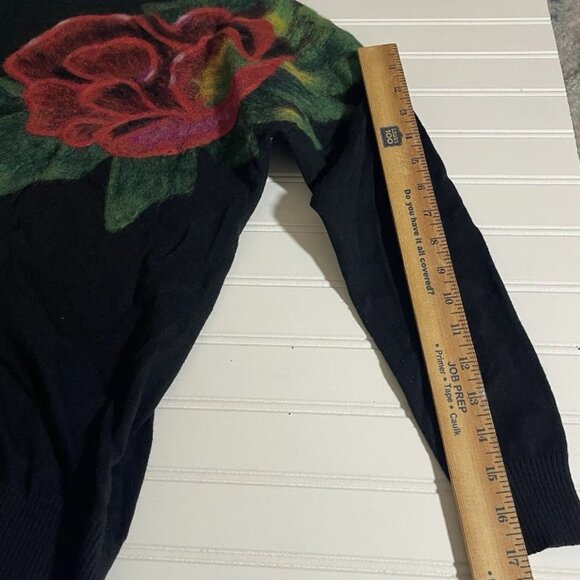 Cartise Sweater Womens Sweater Medium Black Floral Long Sleeve - Picture 9 of 12